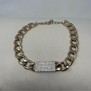 Source Unknown Gold Pavé Plate Chunky Chain Necklace